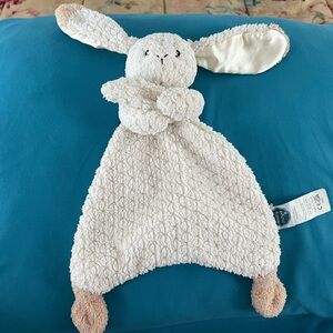 Cream and Tan Bunny Comfort Blanket Lovey satin ears